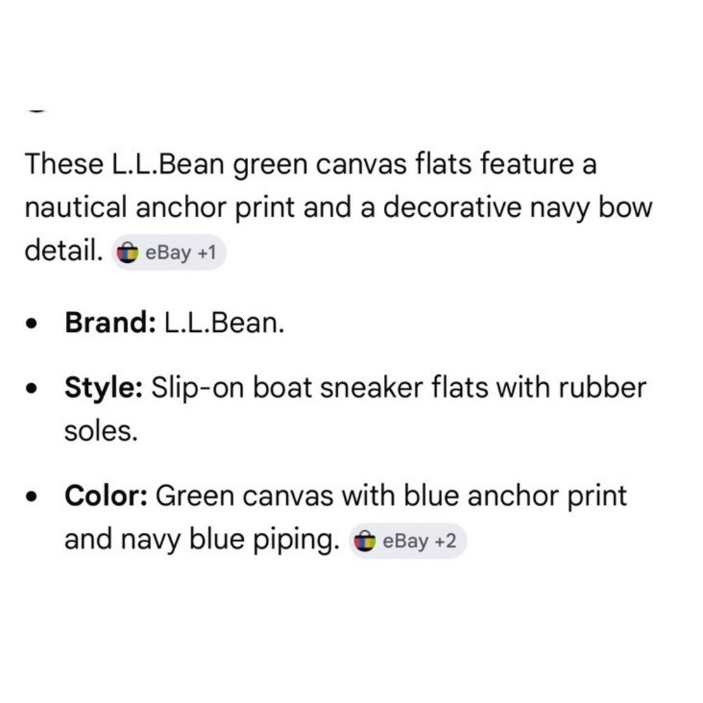 L.L. Bean Women's 8W Boat Sneaker Shoes Canvas Green Blue Nautical Anchors - Picture 4 of 14